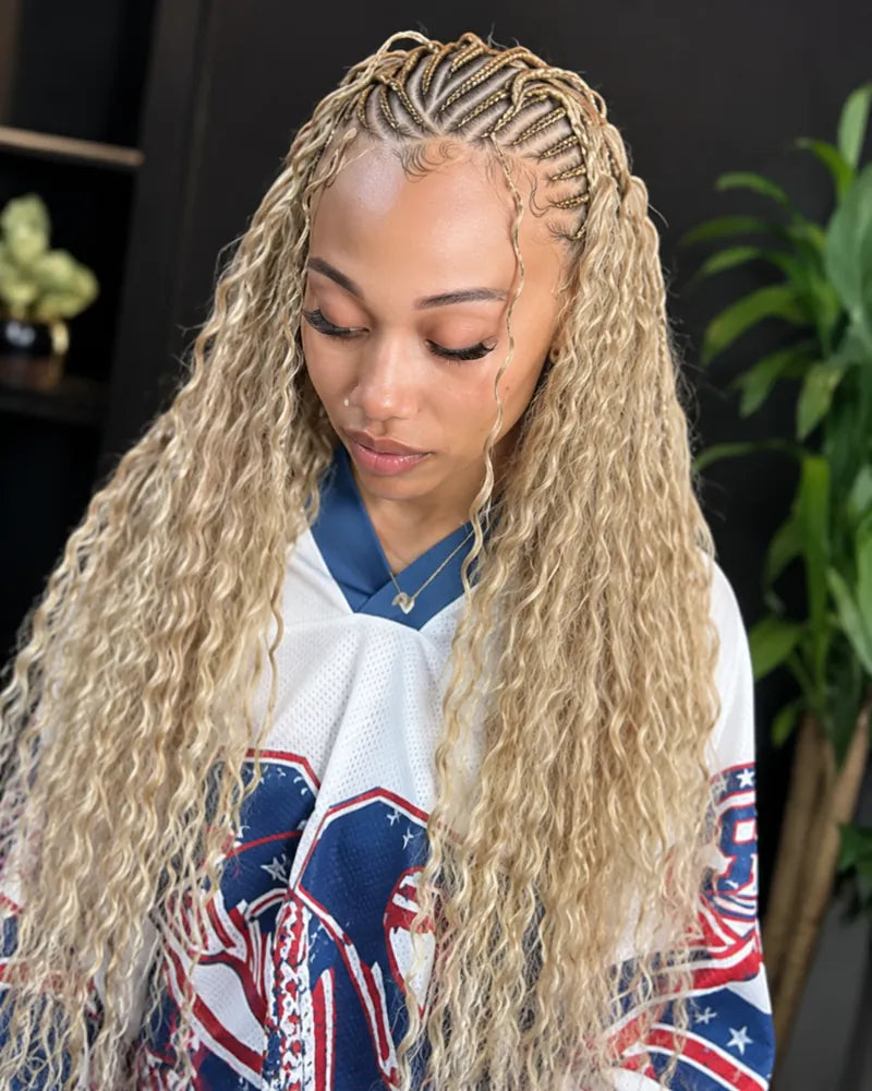 Model wearing Sunzol Beach Curls in colour 6/613